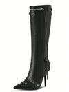 Punk Chic: Studded Knee-High Stiletto Boots with Tassel Detail