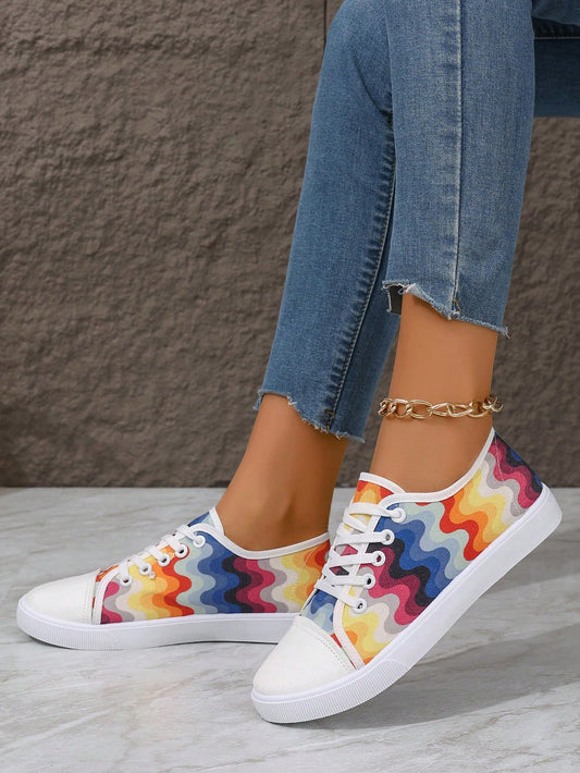 Colorful Canvas Comfort: Large Size Fashionable Board Sneakers