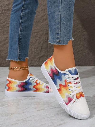 Colorful Canvas Comfort: Large Size Fashionable Board Sneakers