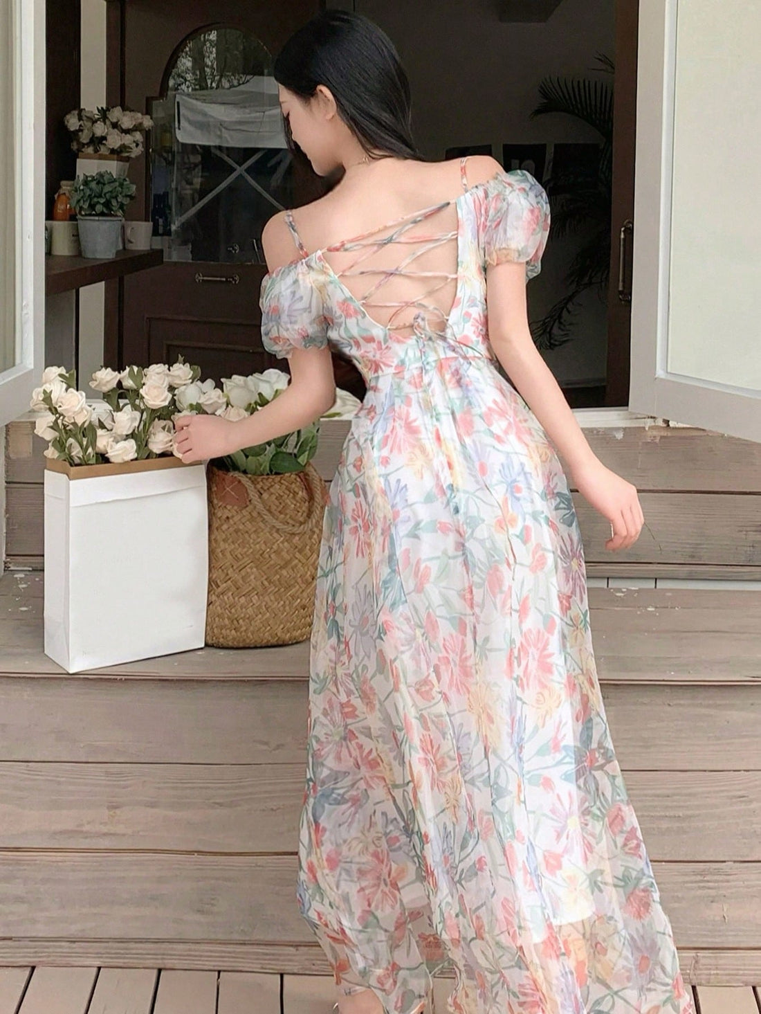 Introducing our Summer Delight Dress, featuring an off-shoulder design and short puff sleeves, adorned with a charming floral print. Stay cool and stylish this season with this must-have dress, perfect for any occasion. Upgrade your wardrobe with this versatile and chic piece.