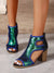 Green Sequin Embroidered Patchwork Peep-Toe Boots: Perfect for Holiday Events