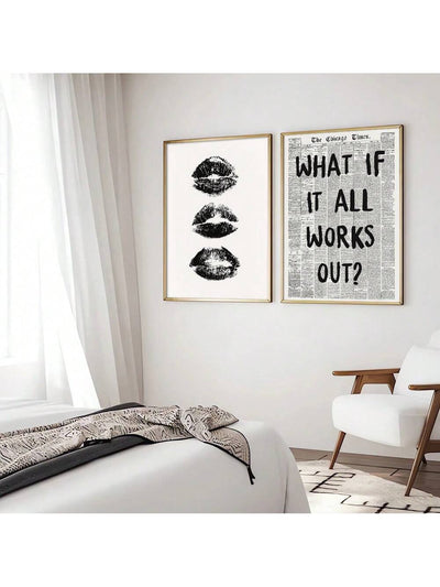 Introduce a bold and beautiful touch to a girl's room with this set of 2 kiss lips art canvas posters. The striking and vibrant posters feature detailed kiss lips that add a touch of charm to any space. Brighten up the room and inspire your child with this unique and stylish decor.