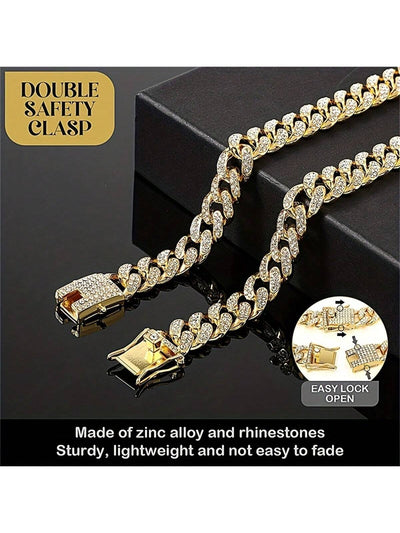 Stylish and Durable Pet Accessory: Collar Dog Chain with Secure Buckle and Artificial Diamonds