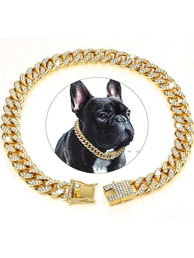 This stylish and durable pet accessory is designed for both fashion and function. The secure buckle ensures your dog's safety while the artificial diamonds add a touch of elegance. Crafted with quality materials, this collar is built to last. Keep your pet looking and feeling their best.