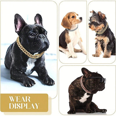 Stylish and Durable Pet Accessory: Collar Dog Chain with Secure Buckle and Artificial Diamonds