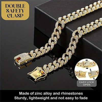 Stylish and Durable Pet Accessory: Collar Dog Chain with Secure Buckle and Artificial Diamonds