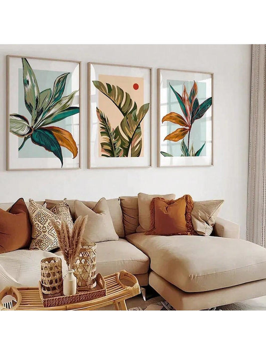 Vibrant Tropical Botanical Canvas Poster Set - Modern Home Decor Gift