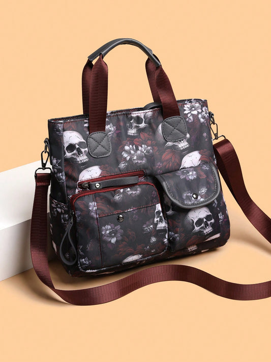 Stylish Vintage Skull Pattern Messenger Bag: Perfect for Business, Mommy's on-the-Go, and Travel