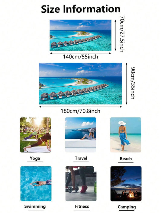 Coastal Scenery Print Ultra-Fine Fiber Beach Towel - Absorbent, Quick Drying, and Versatile