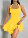 Flaunt Your Figure: Women's Solid Color Halter Neck Dress