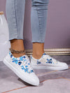 Stylish Big Size Denim Blue Sneakers with Bow Knot Detail