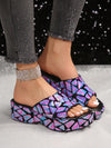Blue and Purple Sequin Decor Wedge Sandals: Summer Style Statement