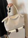 Creamy Corduroy Chic: Large Capacity Tote Bag for Women