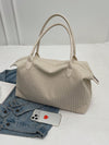 Creamy Corduroy Chic: Large Capacity Tote Bag for Women