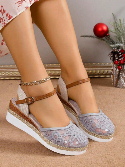 Lace Mesh Bohemian Fairy Espadrille Sandals: Summer's Waterproof Wedge Exclusive