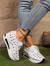 Apricot Cutout Wedge Sneakers: Breathable Comfort with a Thick Sole