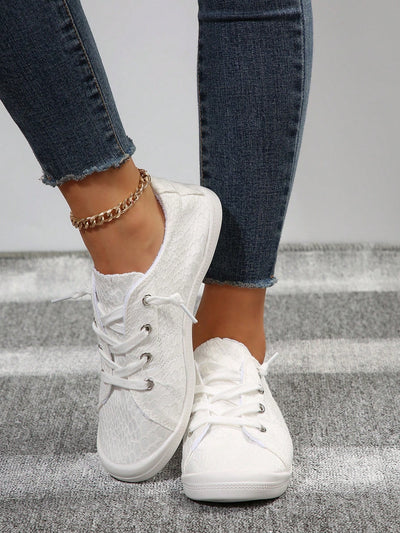 Step into Spring: Women's Lightweight Lace-Up Canvas Casual Sporty Shoes