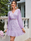 This elegant lace patchwork dress features lantern sleeves and is perfect for any occasion. It exudes sophistication and style, making you stand out in any setting. The delicate lace adds a touch of femininity while the lantern sleeves provide a modern twist. Elevate your wardrobe with this versatile and timeless piece.