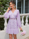 Elegant Lace Patchwork Lantern Sleeve Dress for Women - Perfect for Any Occasion