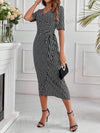 Chic Vibe: Printed Tight-Fitting V-Neck Dress