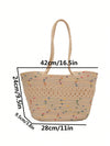 Chic and Practical: Women's Solid Color Woven Straw Tote Bag - Ideal for Daily Use, Vacation, and Leisure