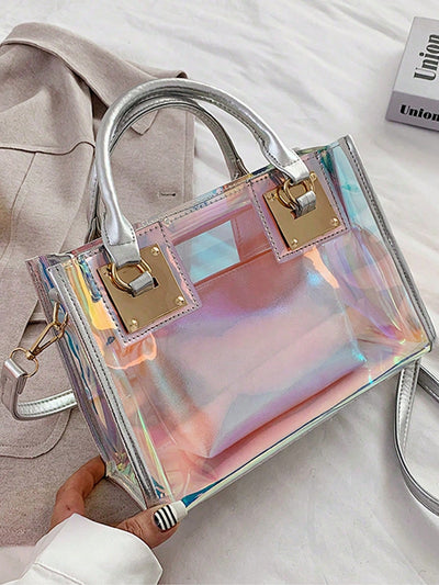 Clear and Chic: Laser Shoulder Crossbody Handbag with Inner Pouch