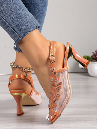 Stylish Mesh High Heels: Lace-Up Stilettos for Versatile Fashionistas