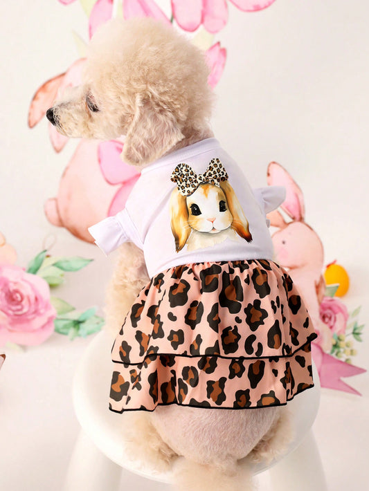 This Pet's Easter Bunny Leopard Pattern Printed Layered Skirt Dress is the perfect addition to your pet's wardrobe. With its playful leopard print and flouncy layered skirt, it's sure to make your furry friend stand out at any Easter gathering. Made with high-quality materials, this dress is both stylish and comfortable. Give your pet the perfect Easter outfit with this must-have dress.