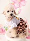 Pet's Easter Bunny Leopard Pattern Printed Layered Skirt Dress