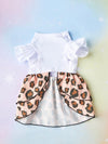 Pet's Easter Bunny Leopard Pattern Printed Layered Skirt Dress