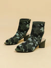 Chic Camo Chunky Boots: Must-Have Peep Toe Style with Hollow Back Design
