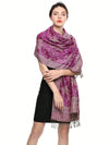 Chic Paisley Jacquard Scarf with Fringe: The Perfect Versatile Accessory