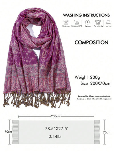 Chic Paisley Jacquard Scarf with Fringe: The Perfect Versatile Accessory