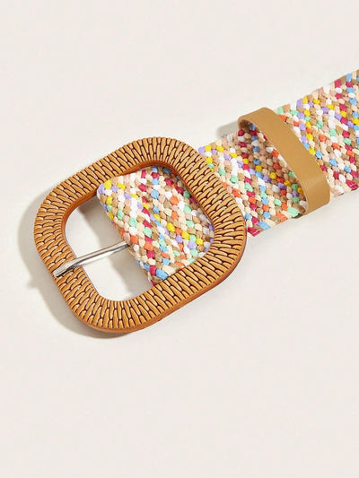 Boho Chic Square Buckle Woven Belt - Perfect for Holiday Style