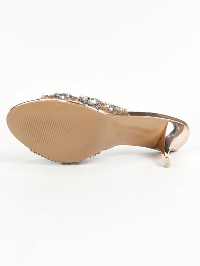 Sparkling Soiree: Women's Glittering Rhinestone Transparent Sandals for Parties and Gatherings