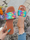 Floral Rhinestone Bliss: The Perfect Casual Flat Sandals for Indoor and Outdoor Wear