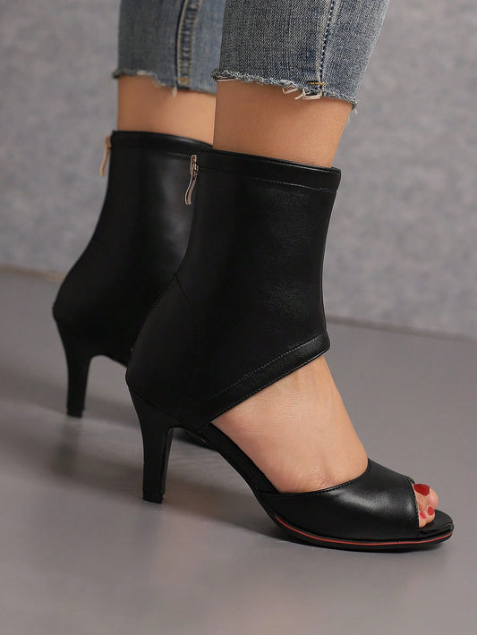Black Stiletto Sandal Boots: Elevate Your Style with Peep Toe High Heels
