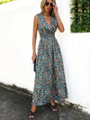 Beautifully Bloomed: Sleeveless Floral Print Dress with Shirred Waist