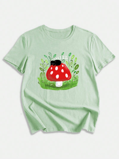 Enhance your wardrobe with our Mystical Feline Fun: Kawaii Mushroom Cat Graphic Tee. This playful graphic tee combines mystical and kawaii elements, creating a unique and eye-catching design. Made from high-quality materials, it offers both comfort and style.&nbsp;&nbsp;