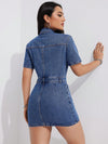 Stay Cool and Stylish in the Flap Pocket Button Front Denim Dress for Summer