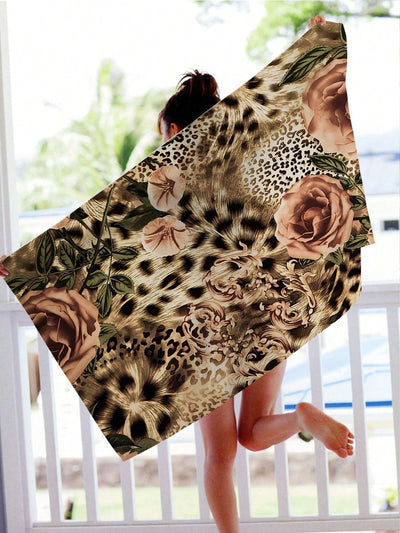 Leopard Print Soft Beach Towel: Perfect for Swimming, Camping, Vacation, and More!