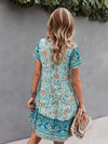 Floral Fantasy Patchwork: Women's Lace Short Sleeve Dress