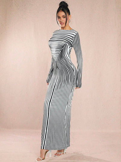 Chic Striped Mermaid Hem Bodycon Dress for Women