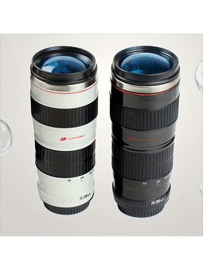 Stainless Steel Camera Lens Design Coffee Mug - Vacuum Insulated Travel Cup