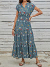 Floral Dream: Ladies Spring Dress with Wooden Button and Belt