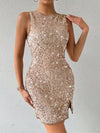 Shine Bright in the Women's Sparkly Backless Split Bodycon Dress