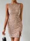 Shine Bright in the Women's Sparkly Backless Split Bodycon Dress