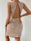 Shine Bright in the Women's Sparkly Backless Split Bodycon Dress