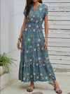 Floral Dream: Ladies Spring Dress with Wooden Button and Belt