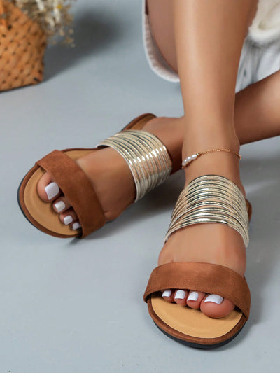 Roman Style Strappy Flip-Flops: Fashionable Flat Sandals for Women